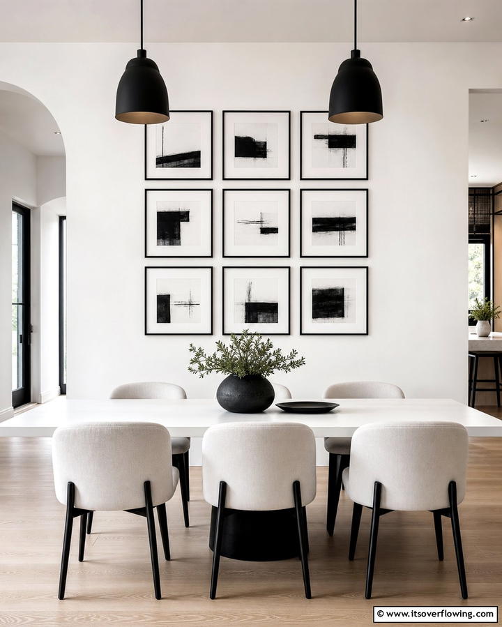 Minimalist Grid Frames - 25 Dining Room Wall Decor Ideas to Elevate Your Space