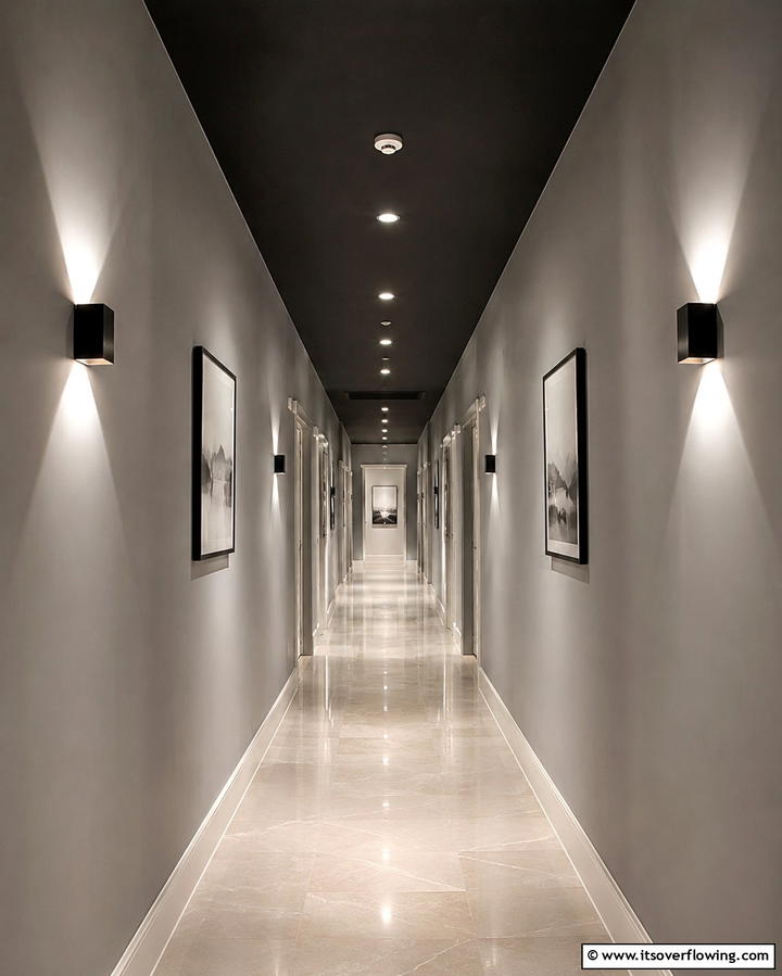Minimalist Hallways - 25 Black Ceiling With Grey Walls for a Dramatic Look
