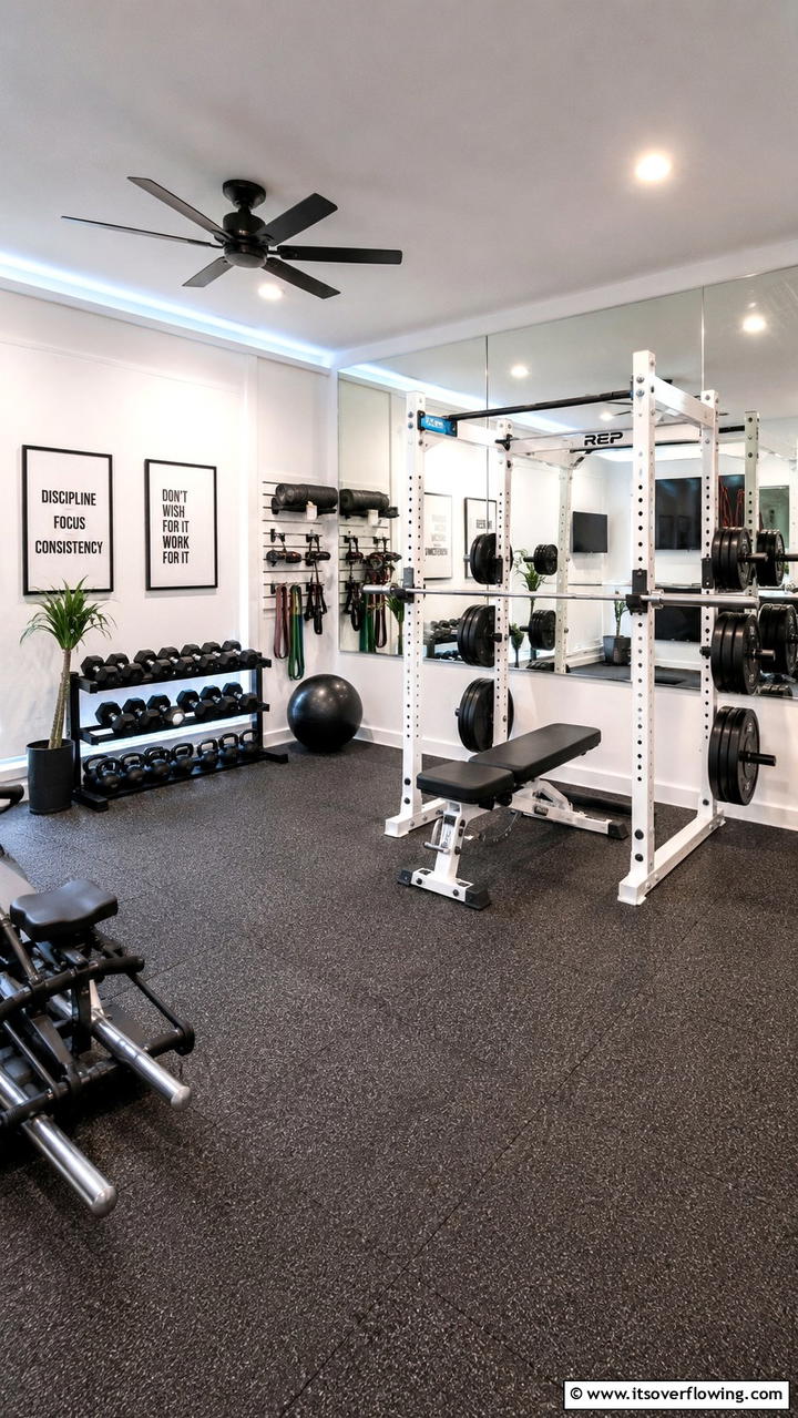 Minimalist Home Gym Setup - 30 Grey and White House Interior Ideas- Minimalist Elegance