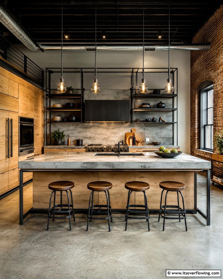 Minimalist Industrial Fusion - 30 Kitchens with Light Wood Cabinets- Warm & Airy Designs