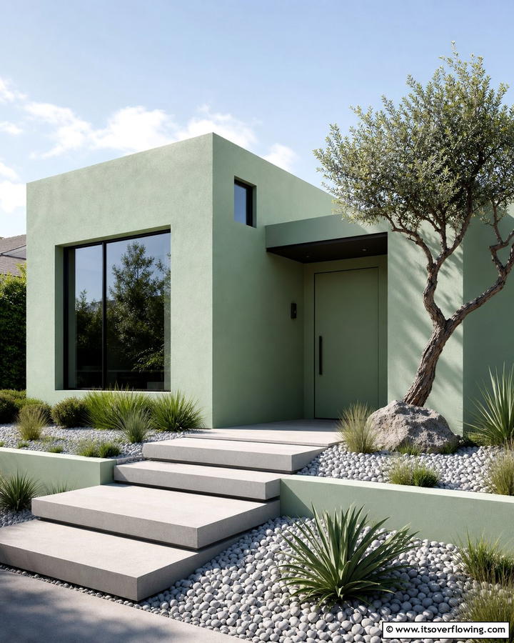 Minimalist Jade Touch - 21 Dark Green Exterior Paint Color Schemes for Modern Homes