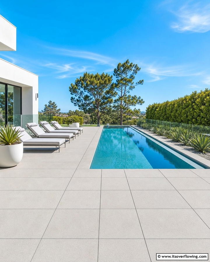 Minimalist Layout - 30 Concrete Pavers Around Pool Ideas for Durable Style