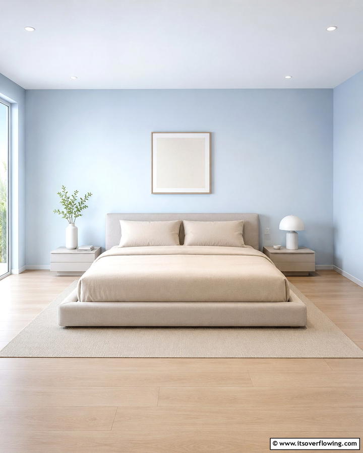 Minimalist Light Blue Haven - 25 Light Blue Bedroom Ideas for a Serene Retreat