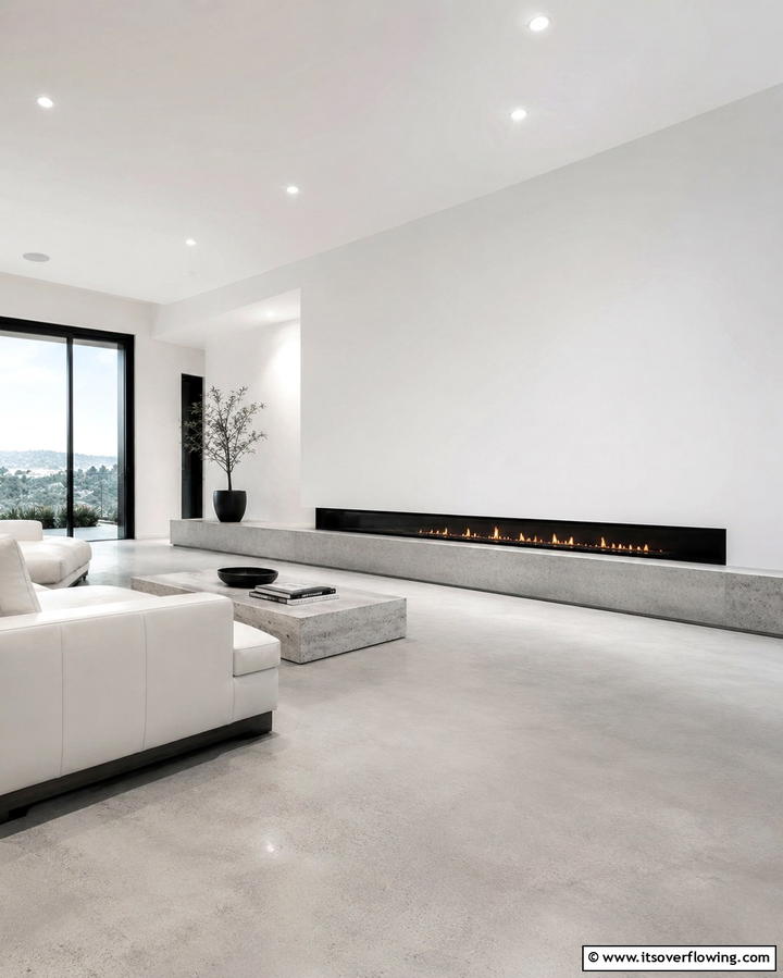Minimalist Linear Faux Fireplace - 30 Faux Fireplace Ideas to Add Warmth Anywhere