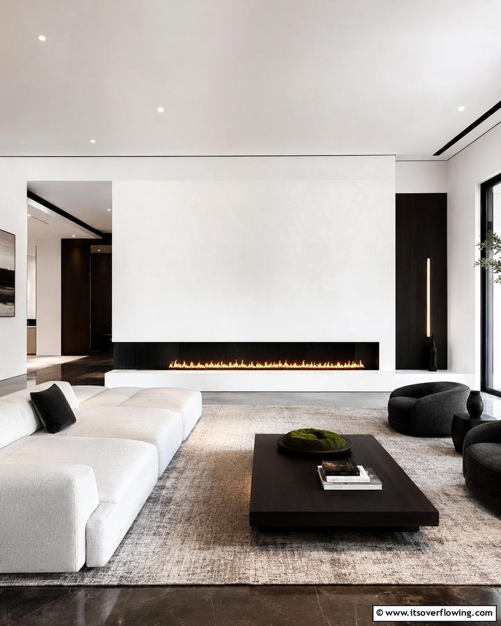 Minimalist Linear Fireplace - 25 Cozy Living Room Fireplace Ideas for Warmth