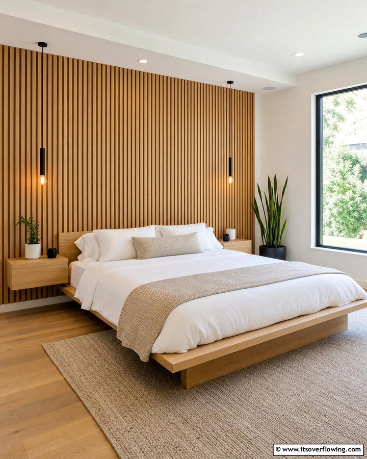 Minimalist Linear Harmony - 21 Wood Slat Accent Wall Ideas to Elevate Your Interior Design
