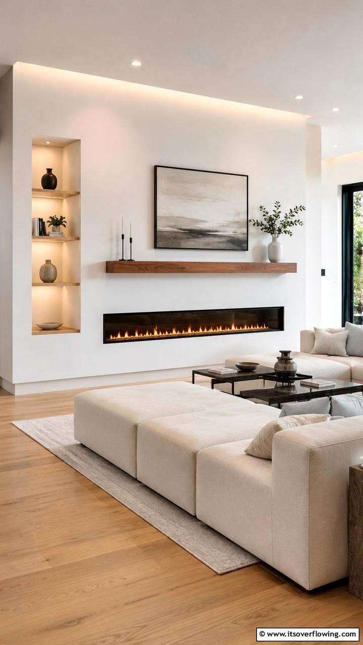 Minimalist Linear Hearth Elegance - 30 Fireplace Hearth Ideas to Elevate Your Living Room