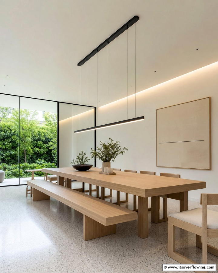 Minimalist Linear Light - 21 Dining Room Lighting Ideas to Elevate Your Space