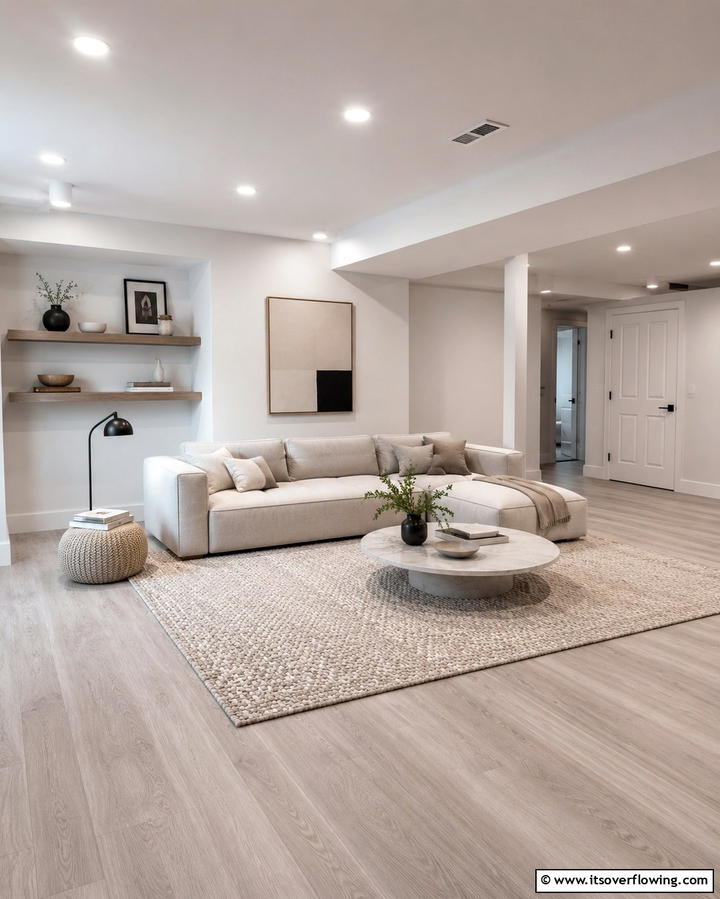 Minimalist Lounge Area - 25 Basement Decorating Ideas to Transform Your Space