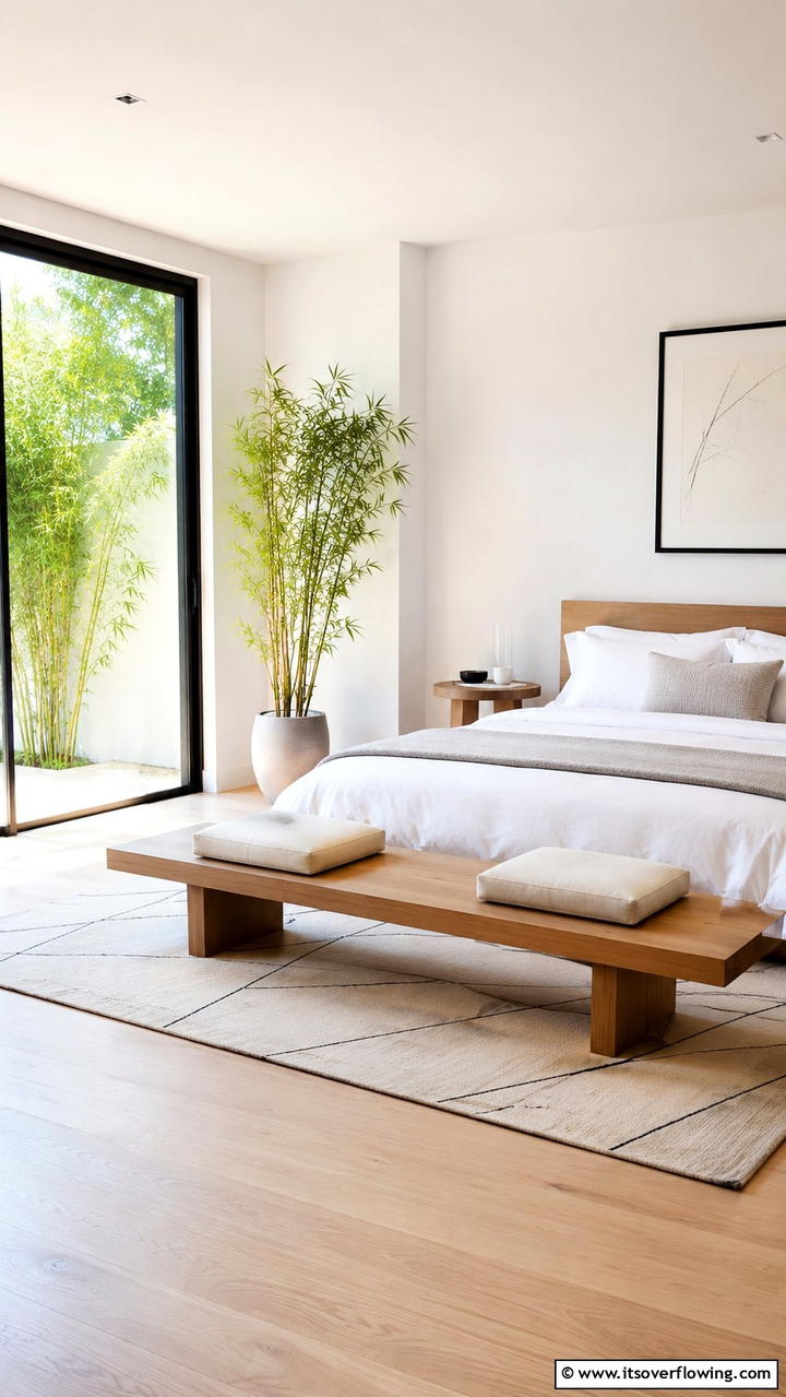 Minimalist Low Profile Bench - 30 Bedroom Sitting Area Ideas for Relaxation & Style