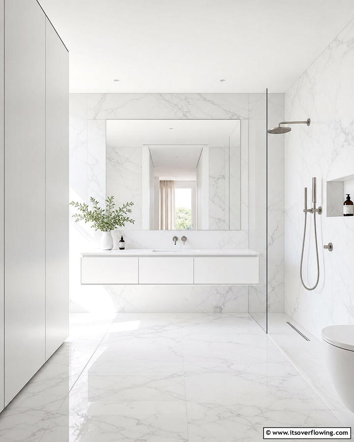 Minimalist Marble Bathroom Design - 30 Luxurious Marble Bathroom Ideas for a Spa-Like Retreat