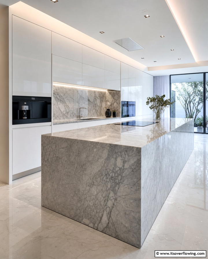 Minimalist Marble Island DesignOne - 25 Marble Kitchen Island Ideas for a Stunning Centerpiece