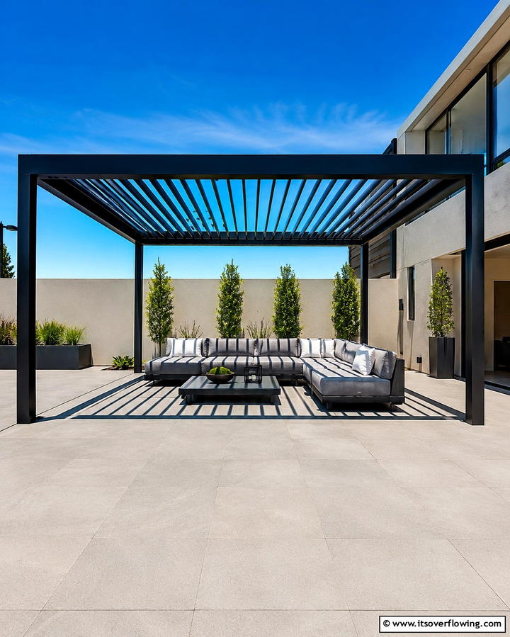 Minimalist Metal PergolaExact - 25 Small Patio Pergola Ideas for Cozy Outdoor Spaces
