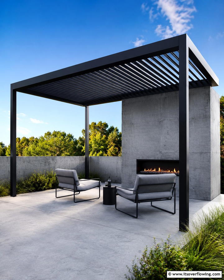 Minimalist Metal PergolaOne - 25 Small Patio Pergola Ideas for Cozy Outdoor Spaces