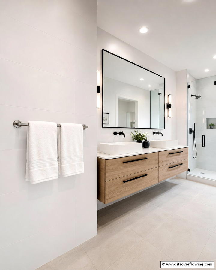 Minimalist Metal Towel Bar - 30 Towel Storage Ideas for Organized and Stylish Bathrooms