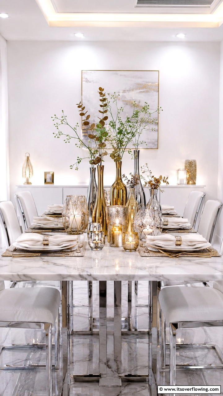 Minimalist Metallic Accents - 21 Stunning Thanksgiving Centerpiece Ideas for Your Table