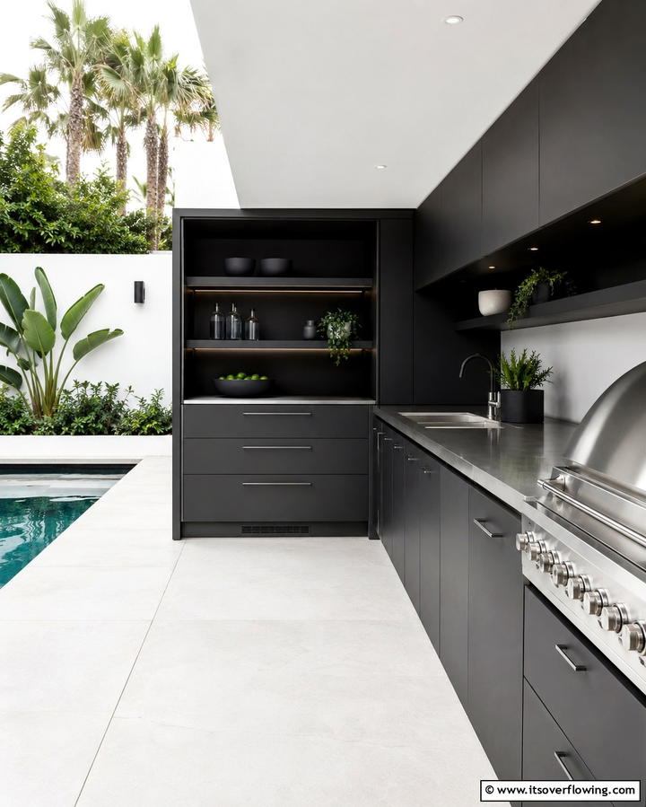 Minimalist Modern Outdoor Kitchen - 30 Pool House with Outdoor Kitchen Designs for Entertaining
