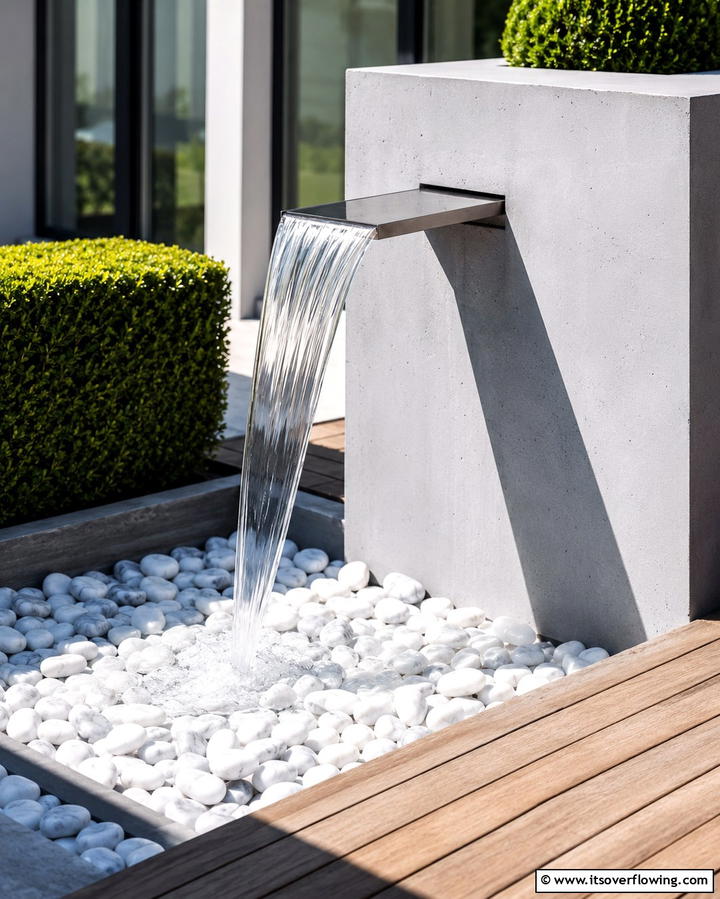 Minimalist Modern Waterfall - 25 Pondless Waterfall Design Ideas for a Serene Backyard