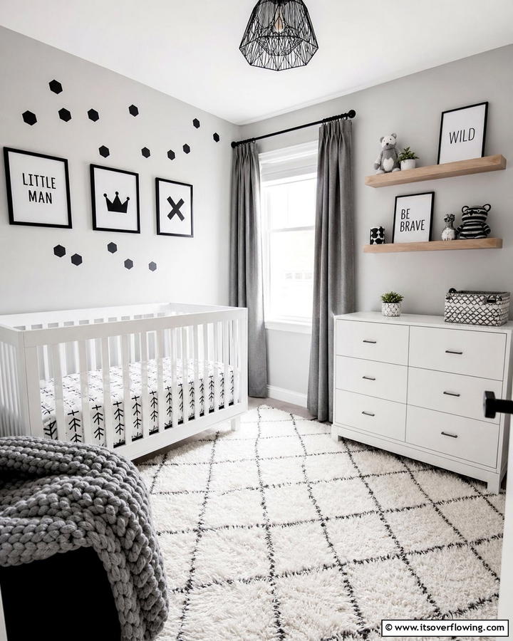 Minimalist Monochrome - 25 Baby Boy Nursery Ideas for a Cozy and Fun Space
