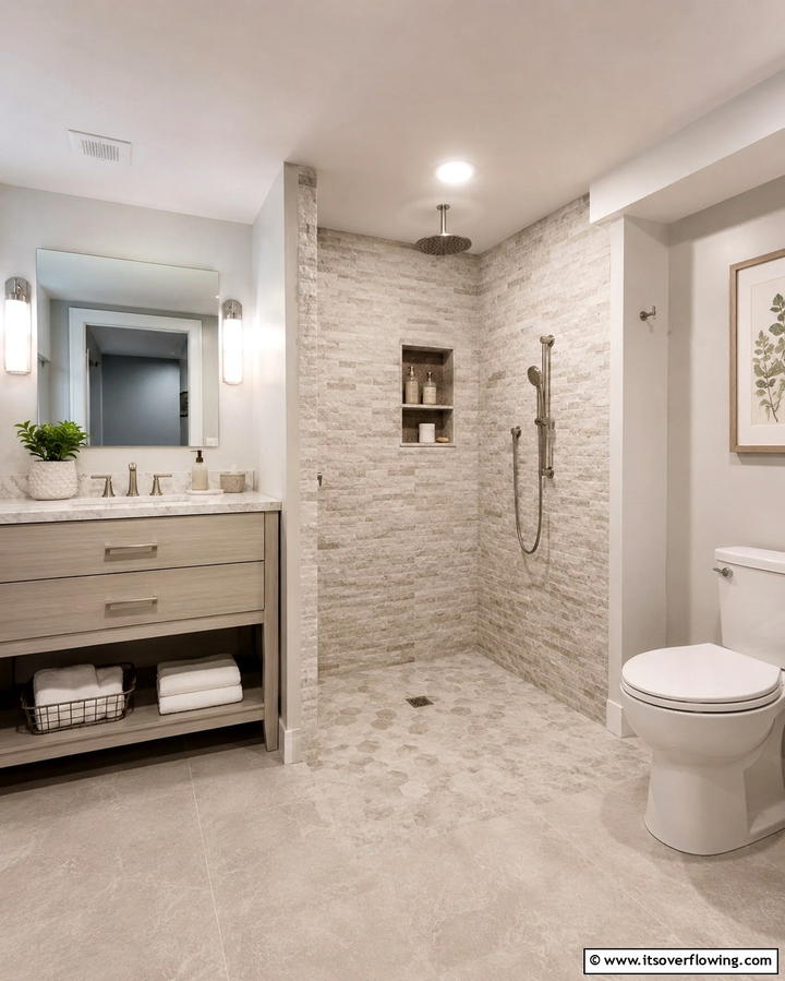 Minimalist Monochrome - 30 Basement Bathroom Ideas for Small and Functional Spaces