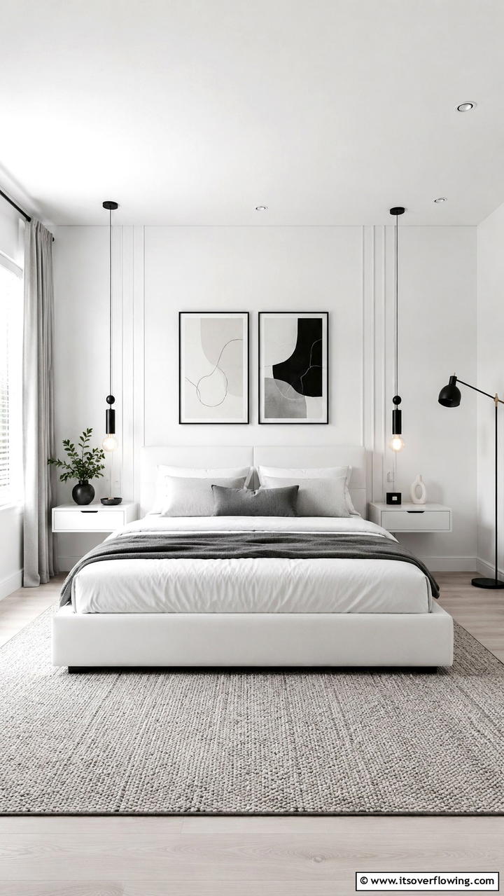 Minimalist Monochrome - 30 Bedroom Accent Wall Ideas to Transform Your Space