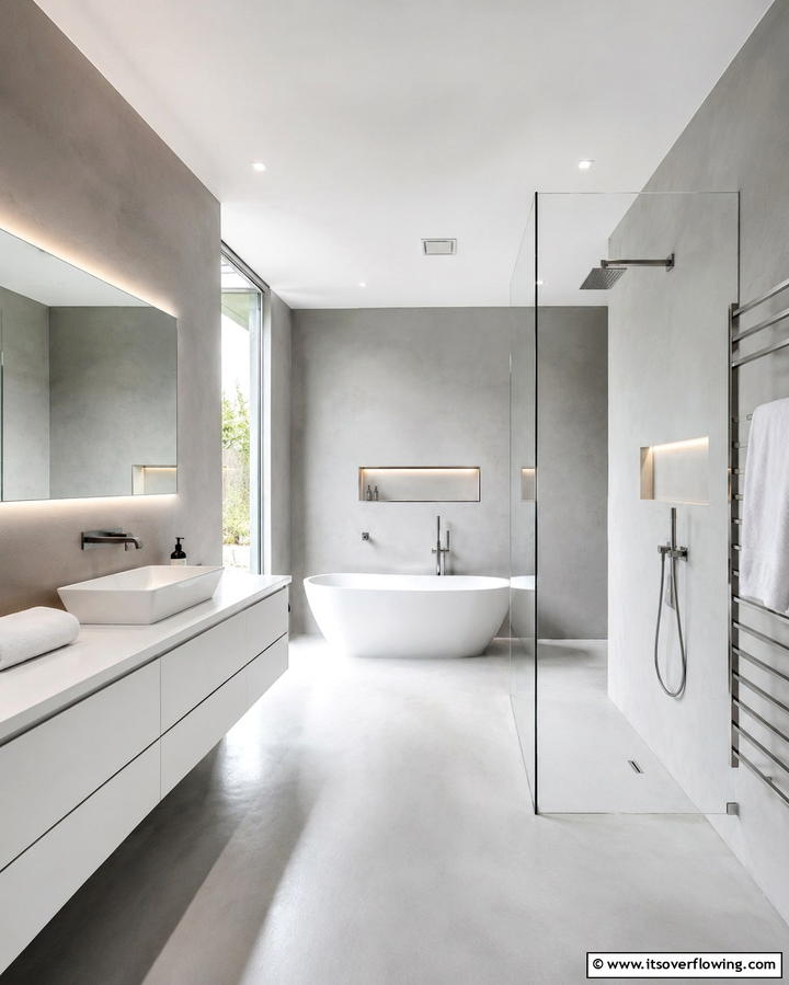 Minimalist Monochrome Magic - 30 Grey and White Bathroom Ideas for Modern Serenity