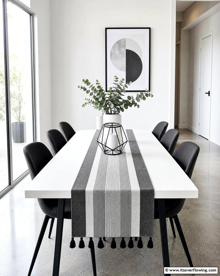 Minimalist Monochrome Table Runner - 21 Unique Table Runner Ideas to Enhance Your Dining Experience