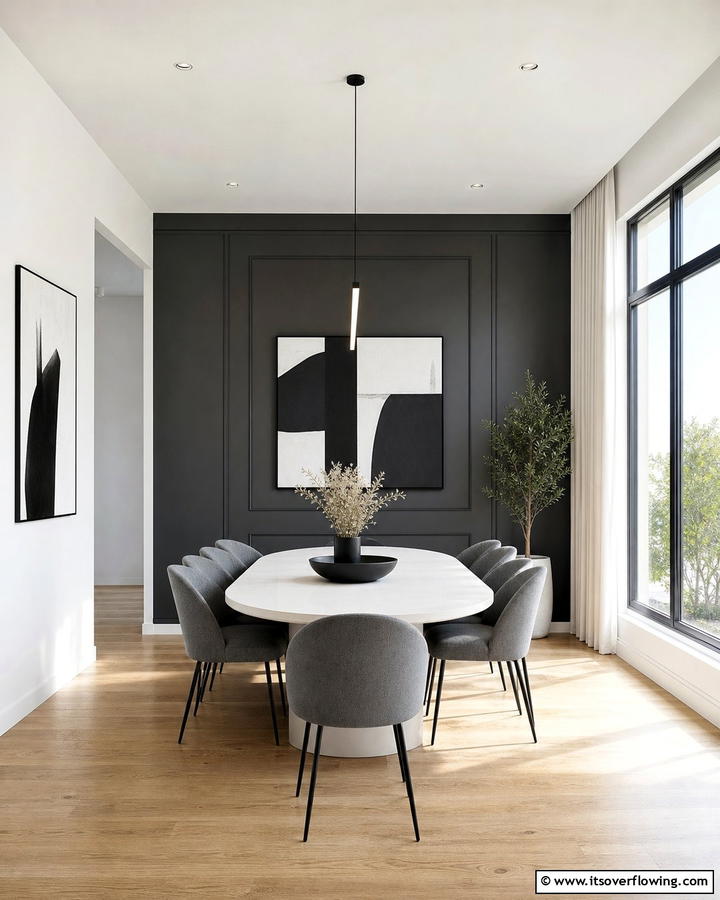 Minimalist Monochrome Walls - 30 Dining Room Accent Wall Ideas for Bold Style