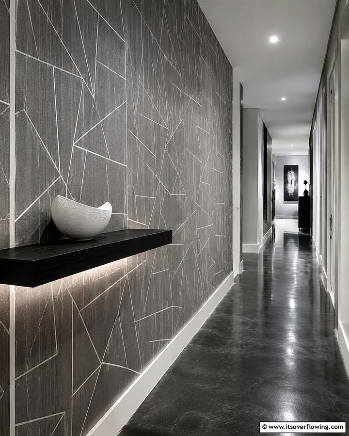 Minimalist Monochrome for a Sleek Passage - 30 Hallway Wallpaper Ideas for a Striking Entryway