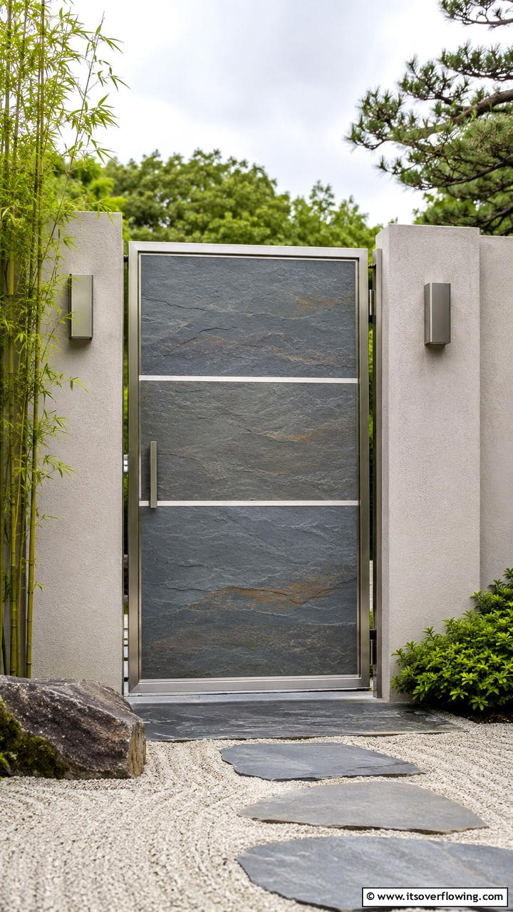 Minimalist Natural Slate - 30 Garden Gate Ideas- Charming Entrances & DIY Projects