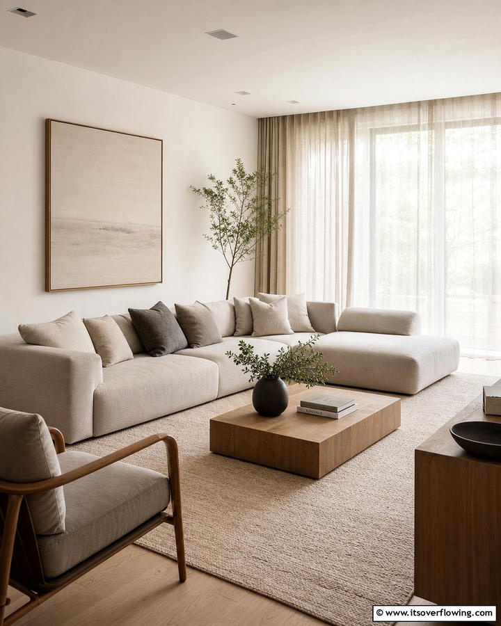 Minimalist Neutral Palette - 21 Neutral Living Room Ideas for Calm & Versatile Decor