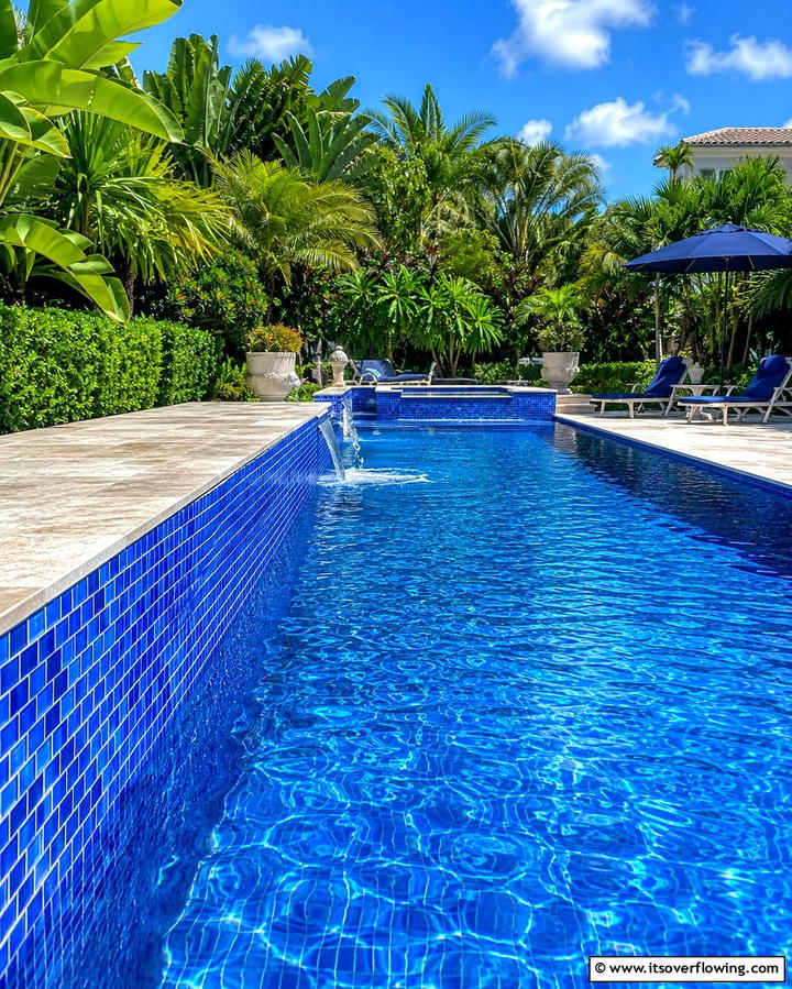 Minimalist Neutral Tiles - 20 Waterline Pool Tile Ideas for a Stunning Backyard Oasis