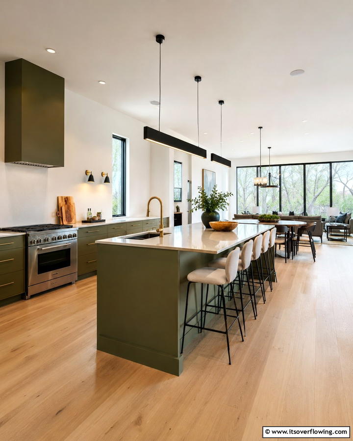 Minimalist Olive Green Elegance - 30 Olive Green Kitchen Designs for a Warm Cooking Space