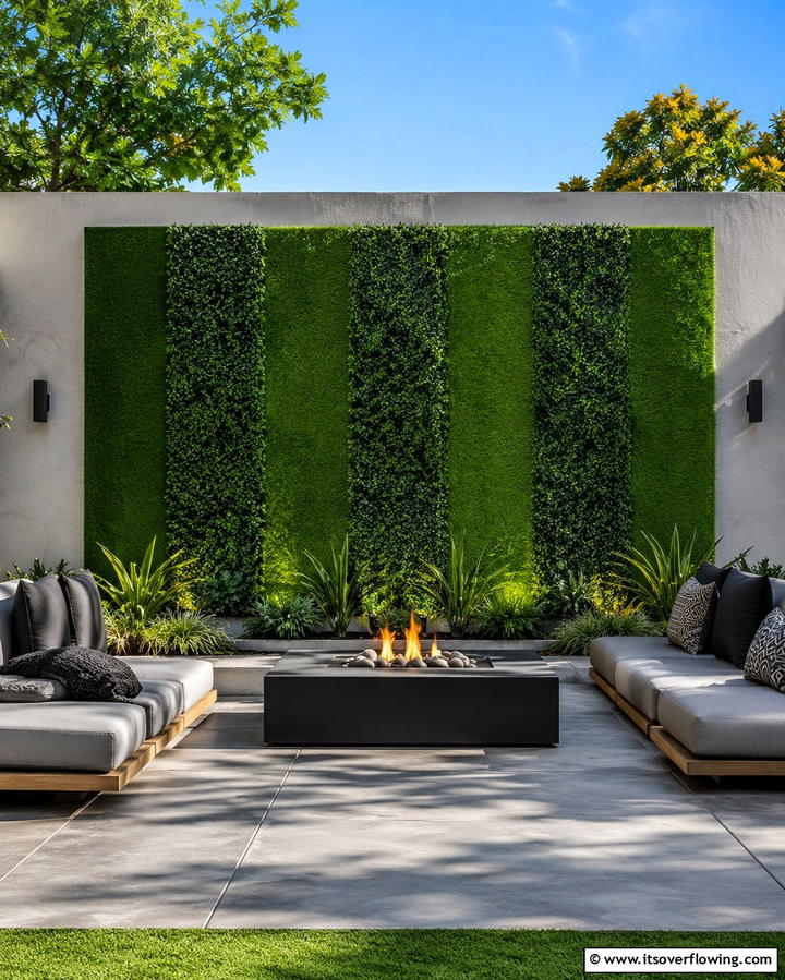Minimalist Outdoor Turf - 30 Artificial Grass Wall Design Ideas for Urban Oasis