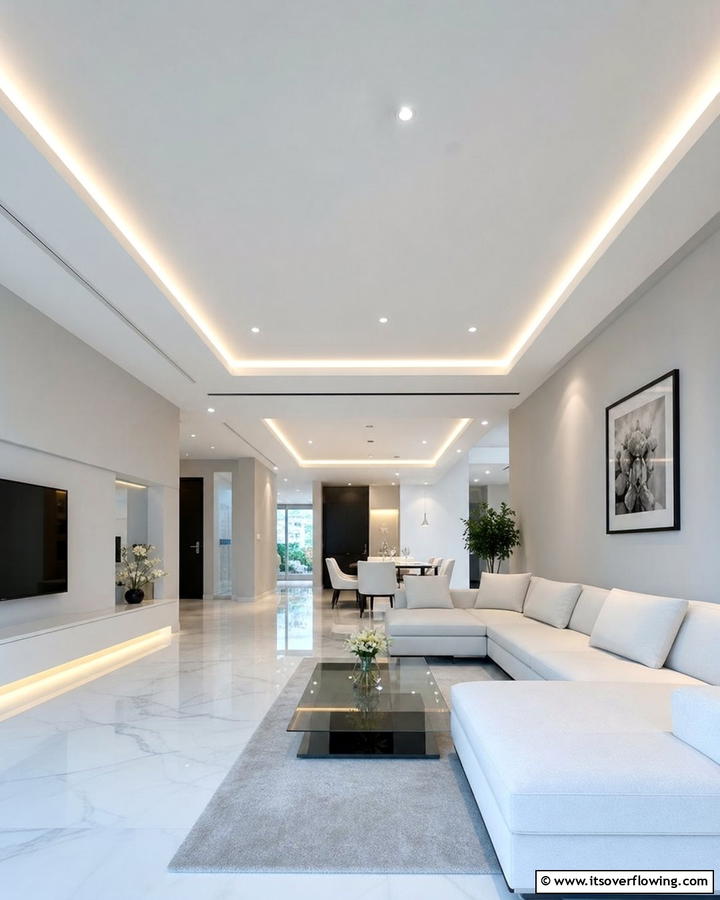 Minimalist Pop Ceiling for a Sleek Look - 17 Pop Ceiling Design Ideas for Modern Interior Spaces