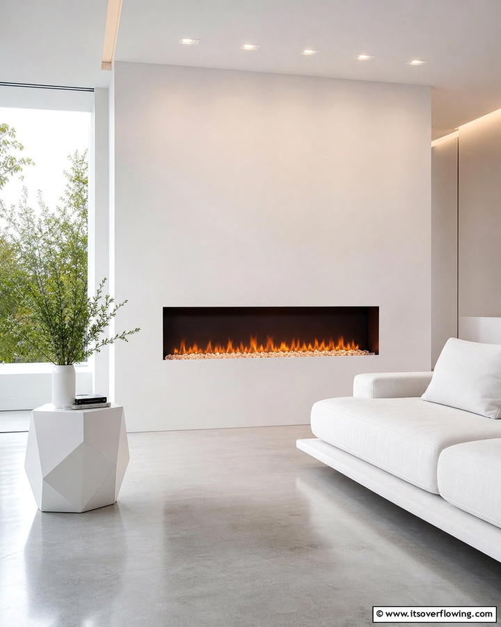 Minimalist Recessed Flames - 21 Cozy and Modern Fireplace Ideas for Every Home Style