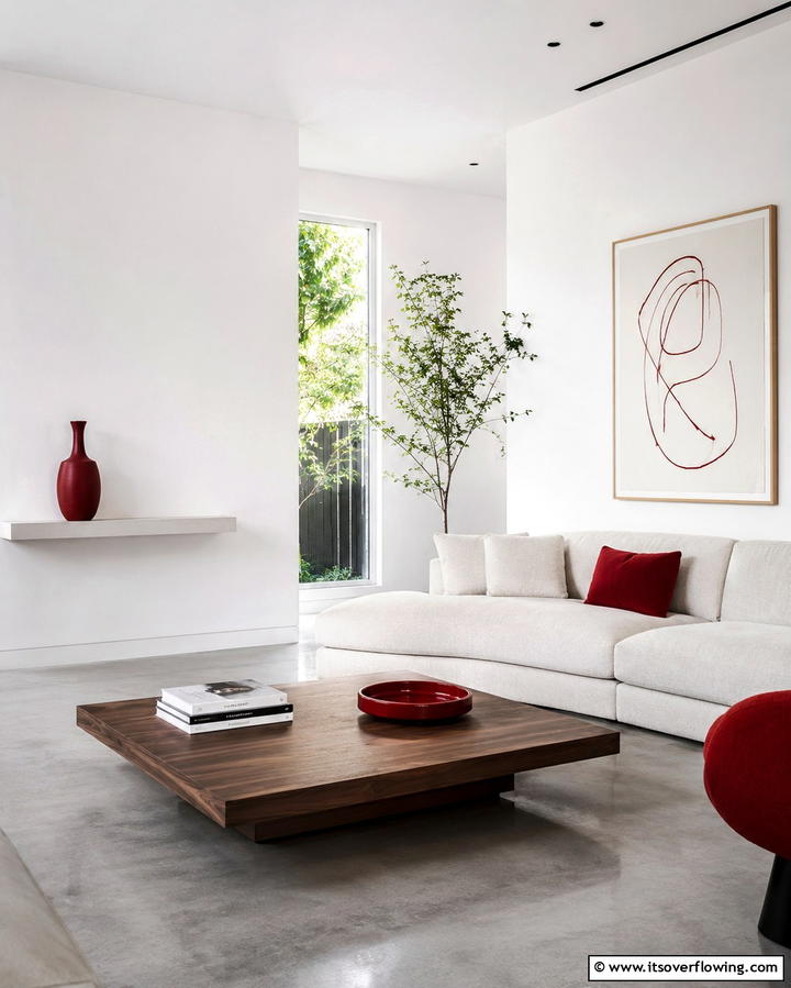 Minimalist Red Decor Elegance - 30 Red Living Room Ideas for Bold and Vibrant Spaces