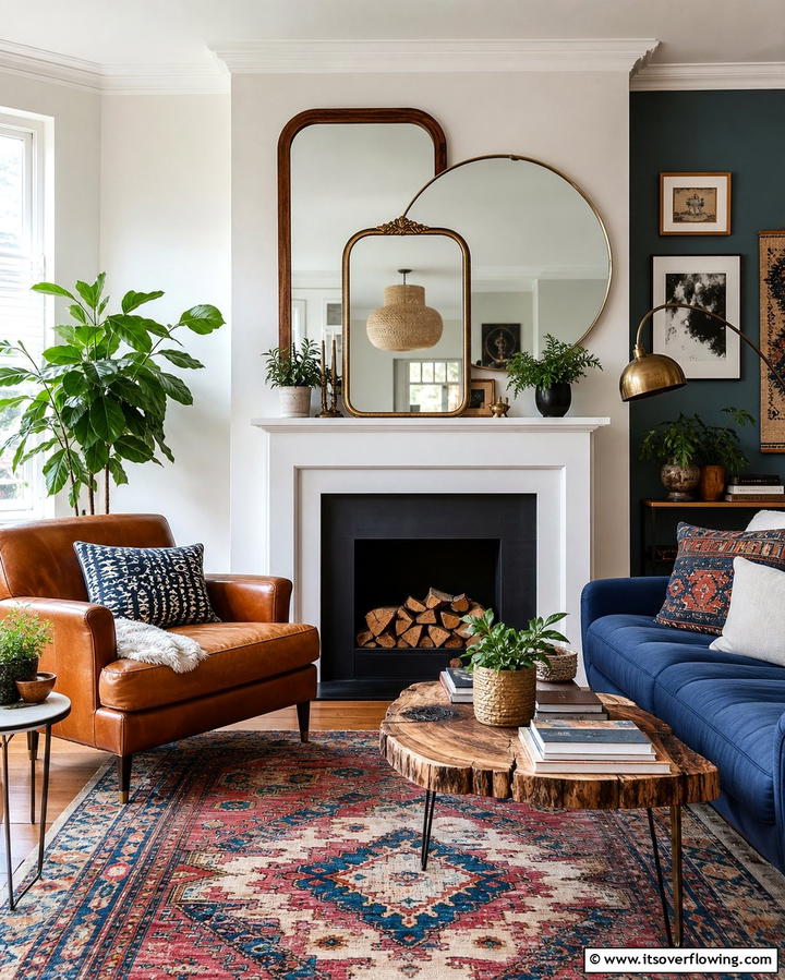 Minimalist Round Mirror for Modern Simplicity - 25 Mirror Over Fireplace Ideas to Elevate Your Space