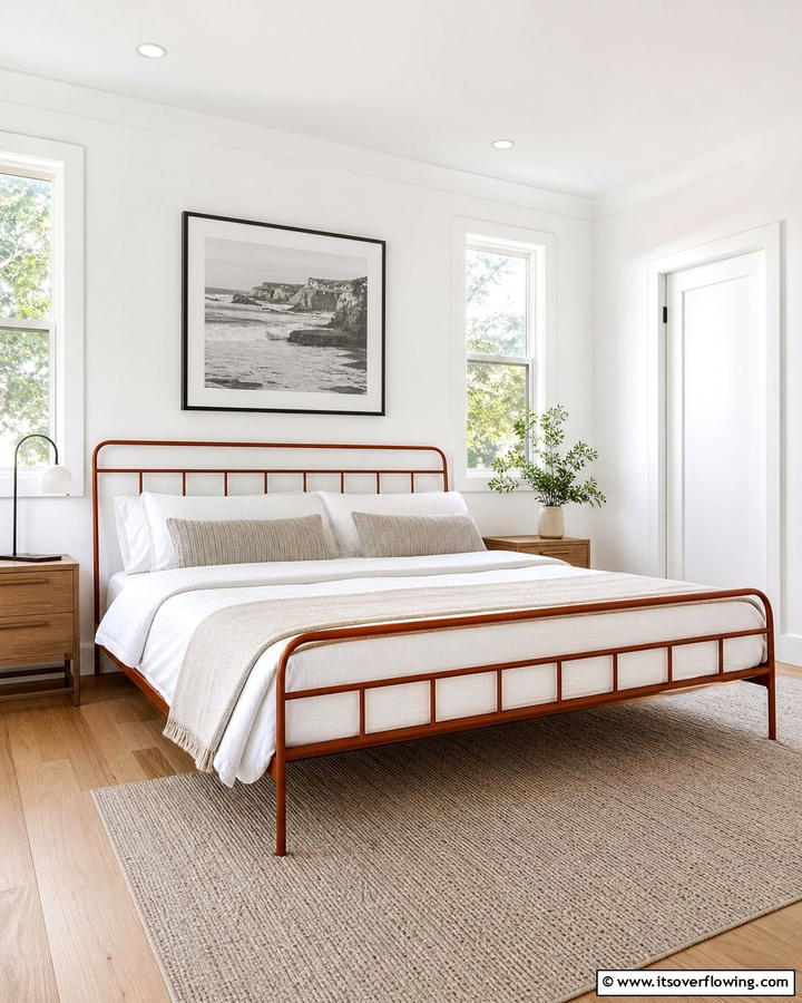 Minimalist Rust Bed Frames - 20 Rust Bedroom Ideas for a Cozy and Inviting Space