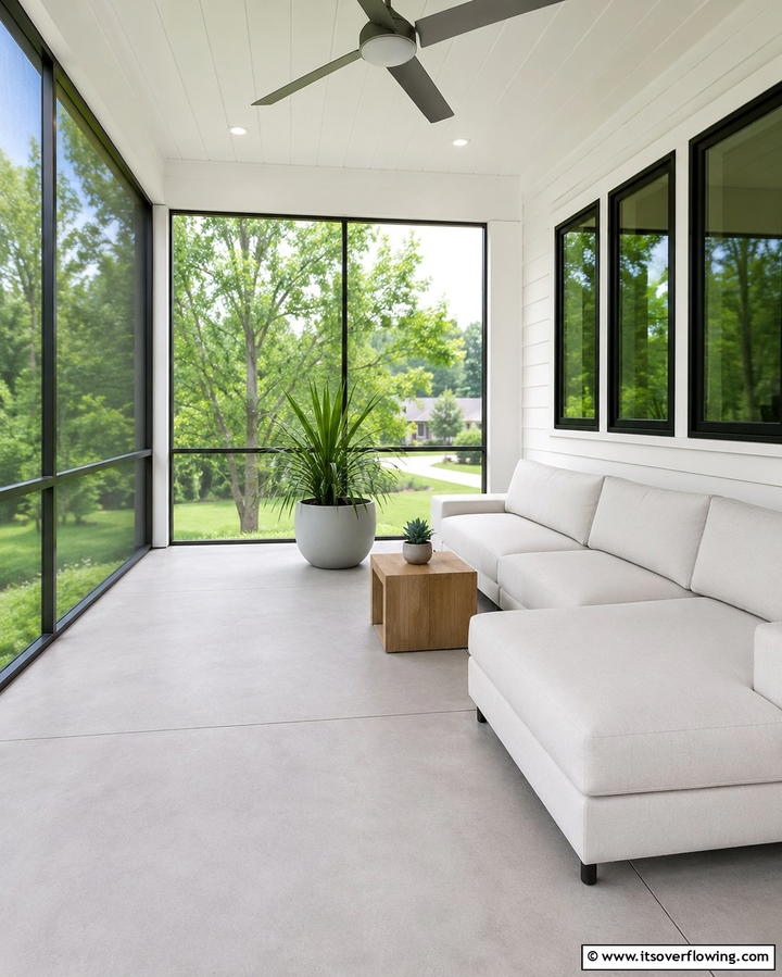 Minimalist Screened Deck with Clean Lines - 30 Screened-in Deck Ideas for Bug-Free Outdoor Living