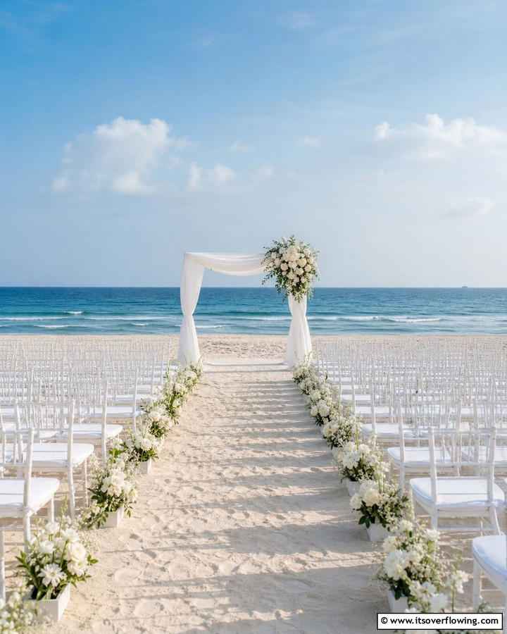 Minimalist Shoreline Elegance - 21 Beach Wedding Ideas for a Sun-Kissed Ceremony by the Ocean