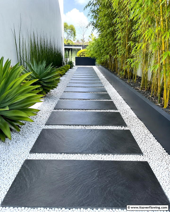 Minimalist Slate Walkway - 20 Stone Walkway Ideas to Enhance Your Garden