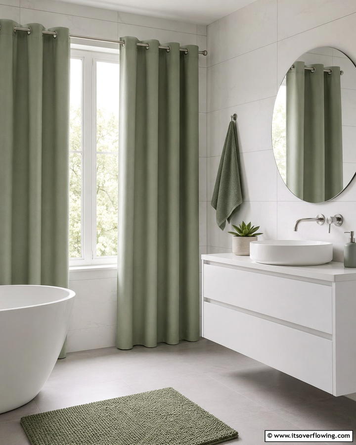 Minimalist Solid Color Curtains - 25 Bathroom Curtain Ideas for Privacy and Style