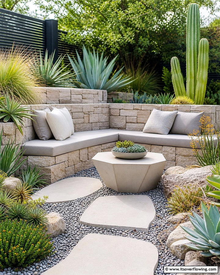Minimalist Stone Corner - 20 Garden Nook Ideas to Create a Cozy Outdoor Retreat