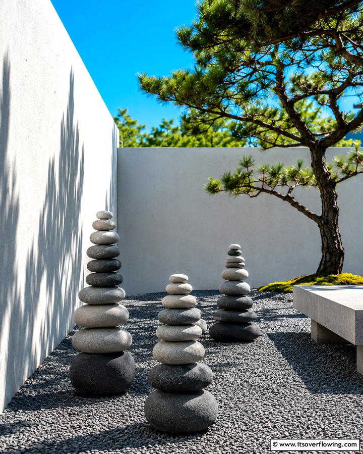 Minimalist Stone Sculptures - 25 Zen Garden Ideas for a Peaceful Outdoor Retreat