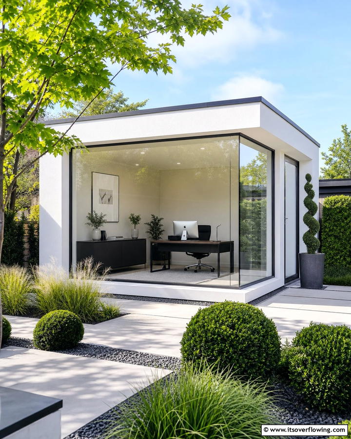 Minimalist Studio Design - 20 Garden Office Ideas for a Productive Outdoor Workspace