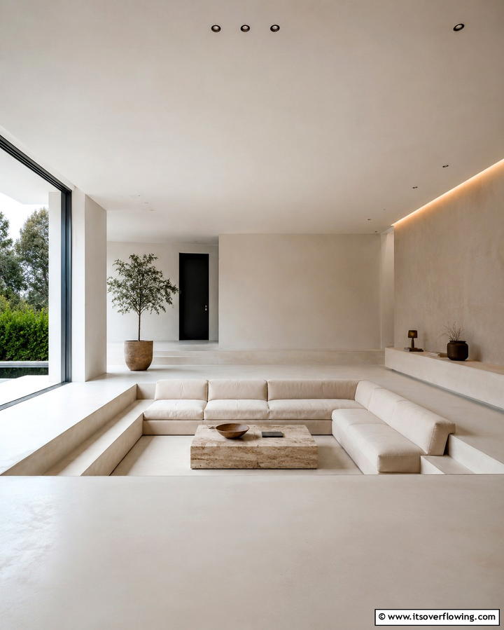 Minimalist Sunken Design - 25 Sunken Living Room Ideas for a Modern and Cozy Space