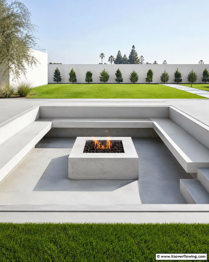 Minimalist Sunken Fire Pit - 25 Sunken Fire Pit Ideas for a Cozy Outdoor Gathering Spot