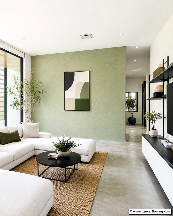 Minimalist Textured Green Wall - 21 Green Accent Wall Ideas for Bold and Serene Interiors