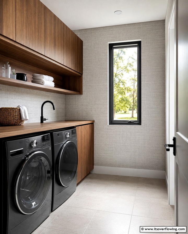 Minimalist Textures - 25 Laundry Room Wallpaper Ideas to Brighten Your Space